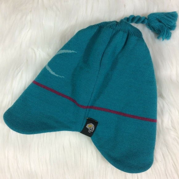 Mountain Hardwear 100% Wool Hat Cap Blue Tassel - Picture 3 of 8
